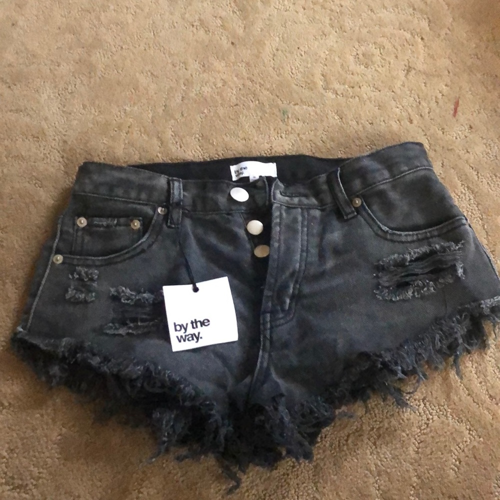 By the Way black denim shorts